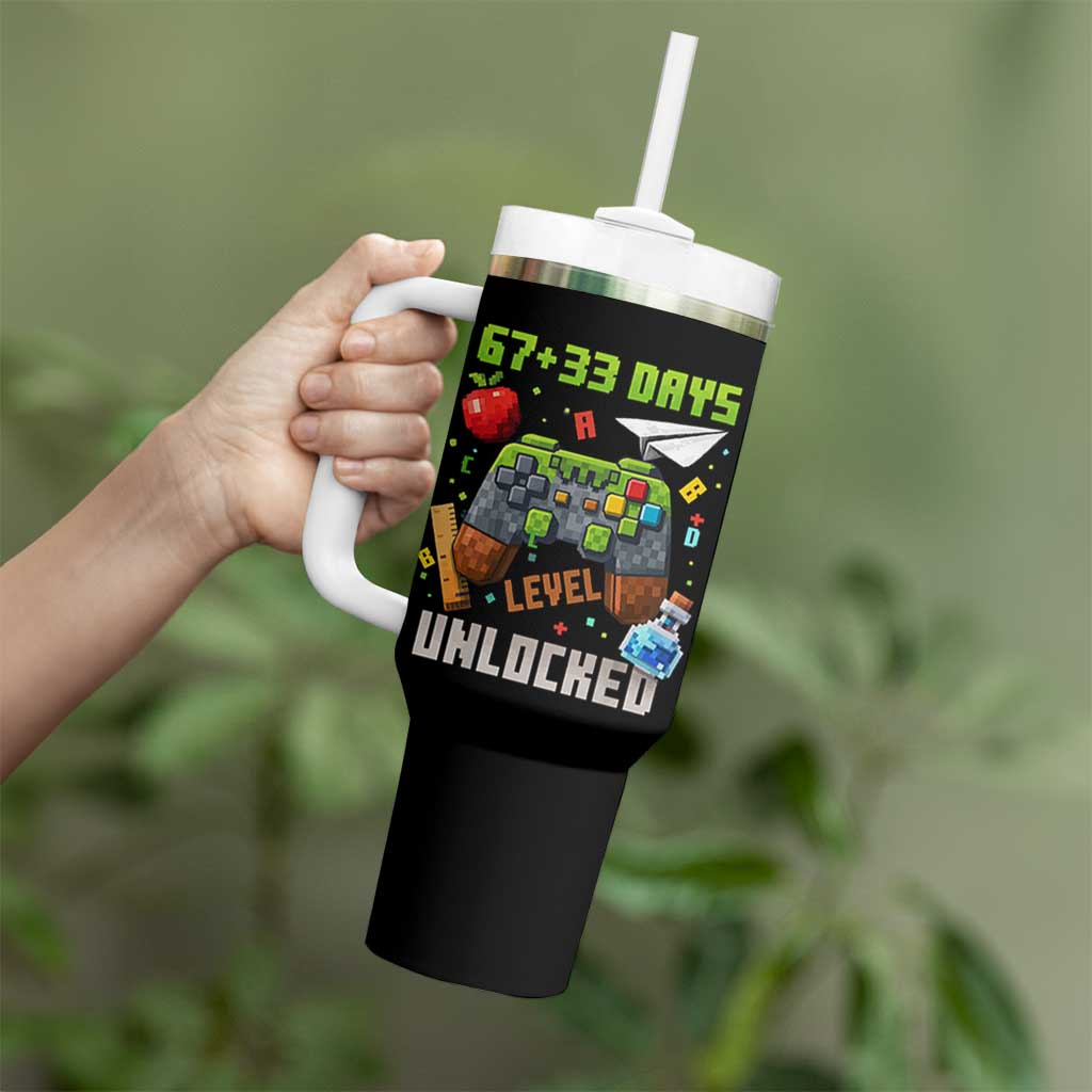 67 33 100 Days Level Unlocked Tumbler With Handle Gaming 100th Day of School Boys Kid