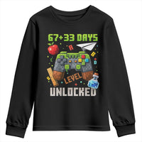 67 33 100 Days Level Unlocked Youth Sweatshirt Gaming 100th Day of School Boys Kid