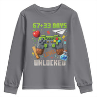 67 33 100 Days Level Unlocked Youth Sweatshirt Gaming 100th Day of School Boys Kid