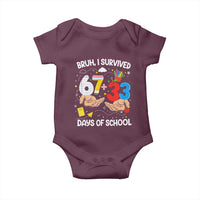 Bruh I Survived 67 33 100 Days of School Baby Onesie Six Seven Teachers Kids