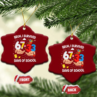 Bruh I Survived 67 33 100 Days of School Ceramic Ornament Six Seven Teachers Kids