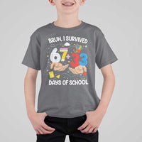 Bruh I Survived 67 33 100 Days of School T Shirt For Kid Six Seven Teachers Kids