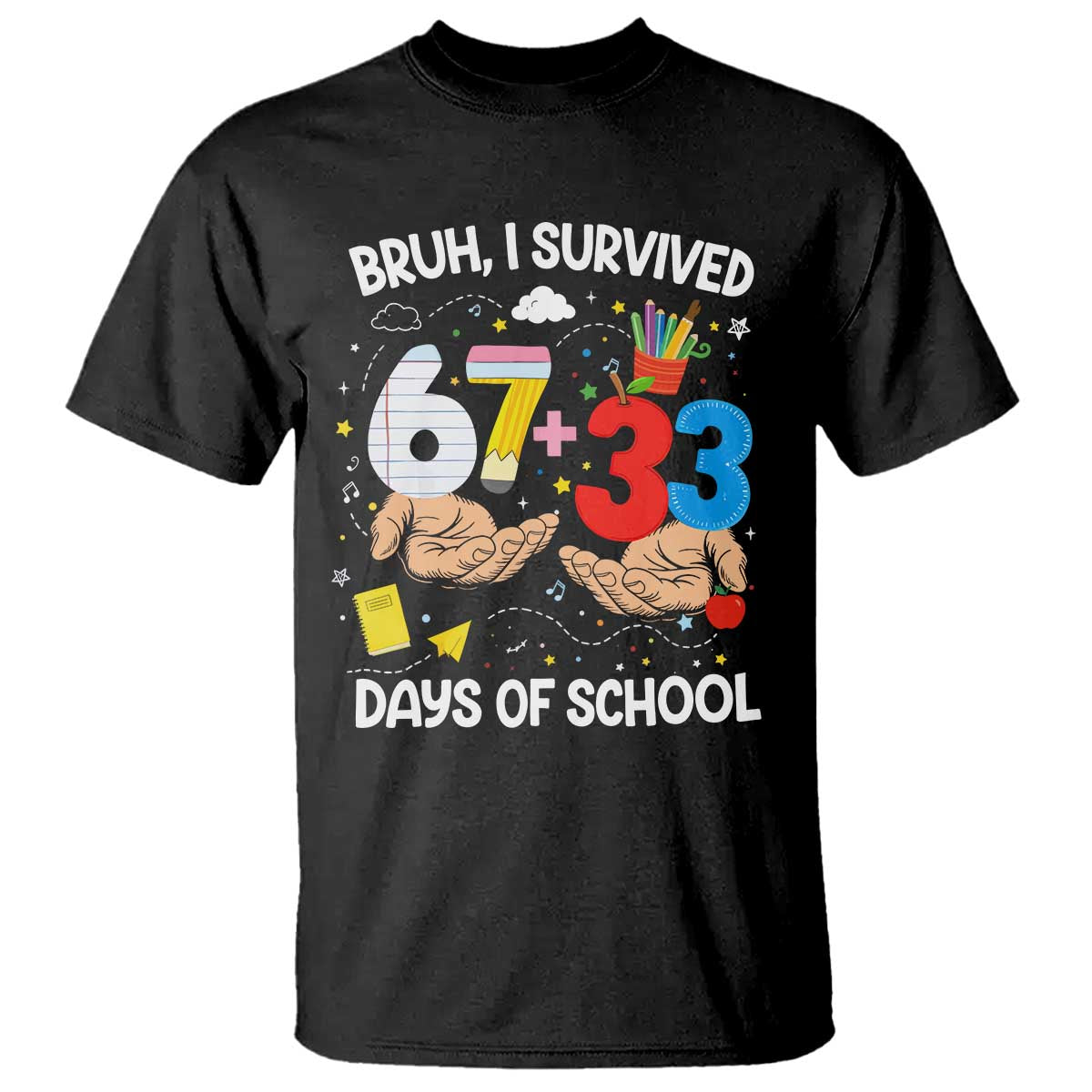 Bruh I Survived 67 33 100 Days of School T Shirt Six Seven Teachers Kids
