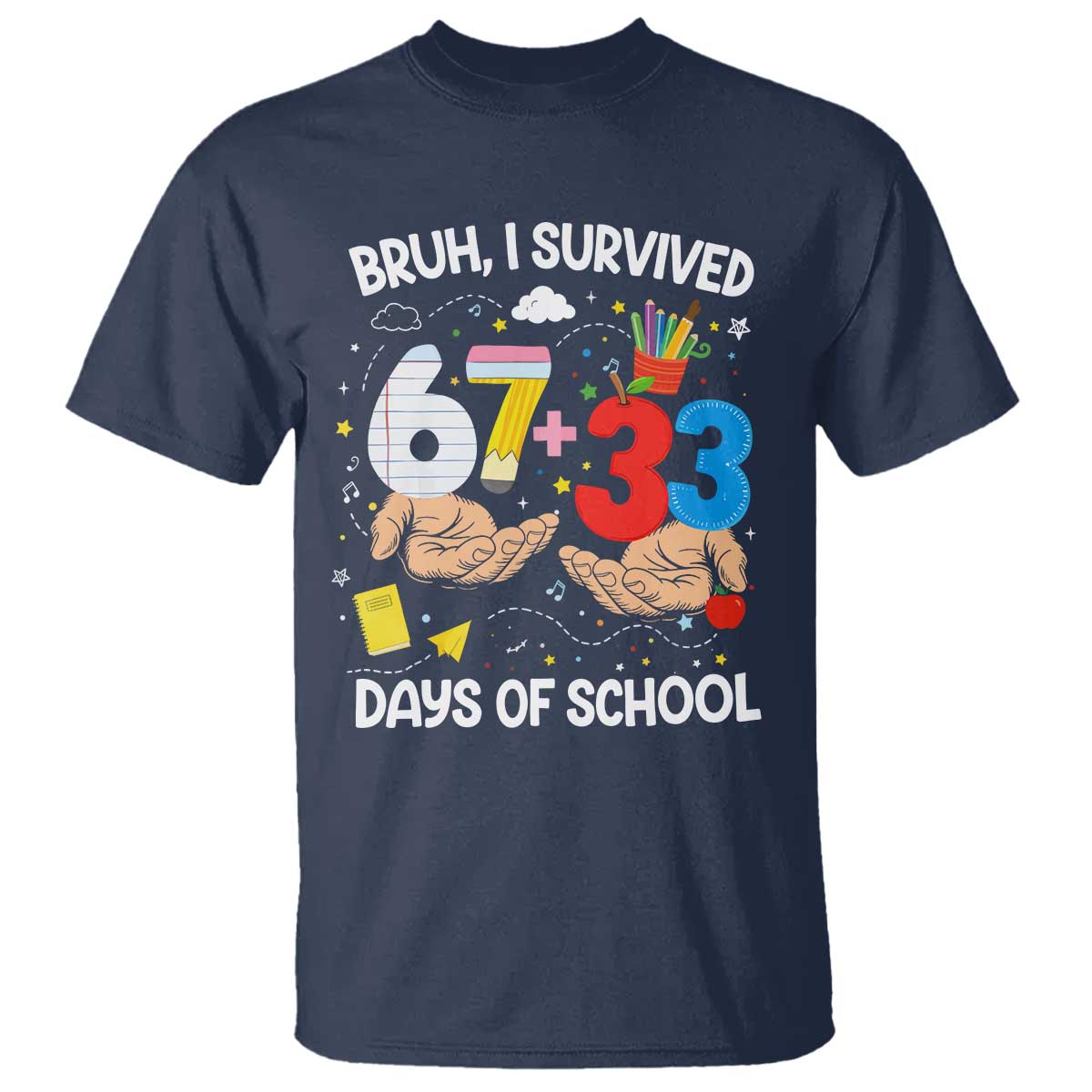 Bruh I Survived 67 33 100 Days of School T Shirt Six Seven Teachers Kids