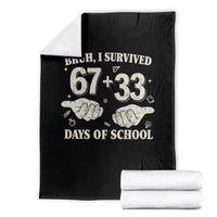 Bruh I Survived 100 Days of School Throw Blanket 67 33 Six Seven Hands Meme Funny Gen Alpha