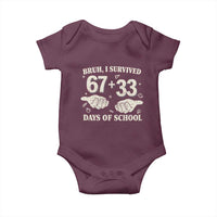 Bruh I Survived 100 Days of School Baby Onesie 67 33 Six Seven Hands Meme Funny Gen Alpha