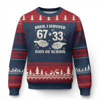 Bruh I Survived 100 Days of School Ugly Christmas Sweater 67 33 Six Seven Hands Meme Funny Gen Alpha