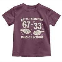 Bruh I Survived 100 Days of School Toddler T Shirt 67 33 Six Seven Hands Meme Funny Gen Alpha