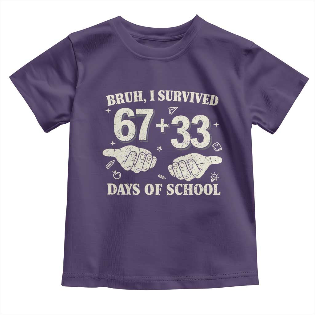 Bruh I Survived 100 Days of School Toddler T Shirt 67 33 Six Seven Hands Meme Funny Gen Alpha