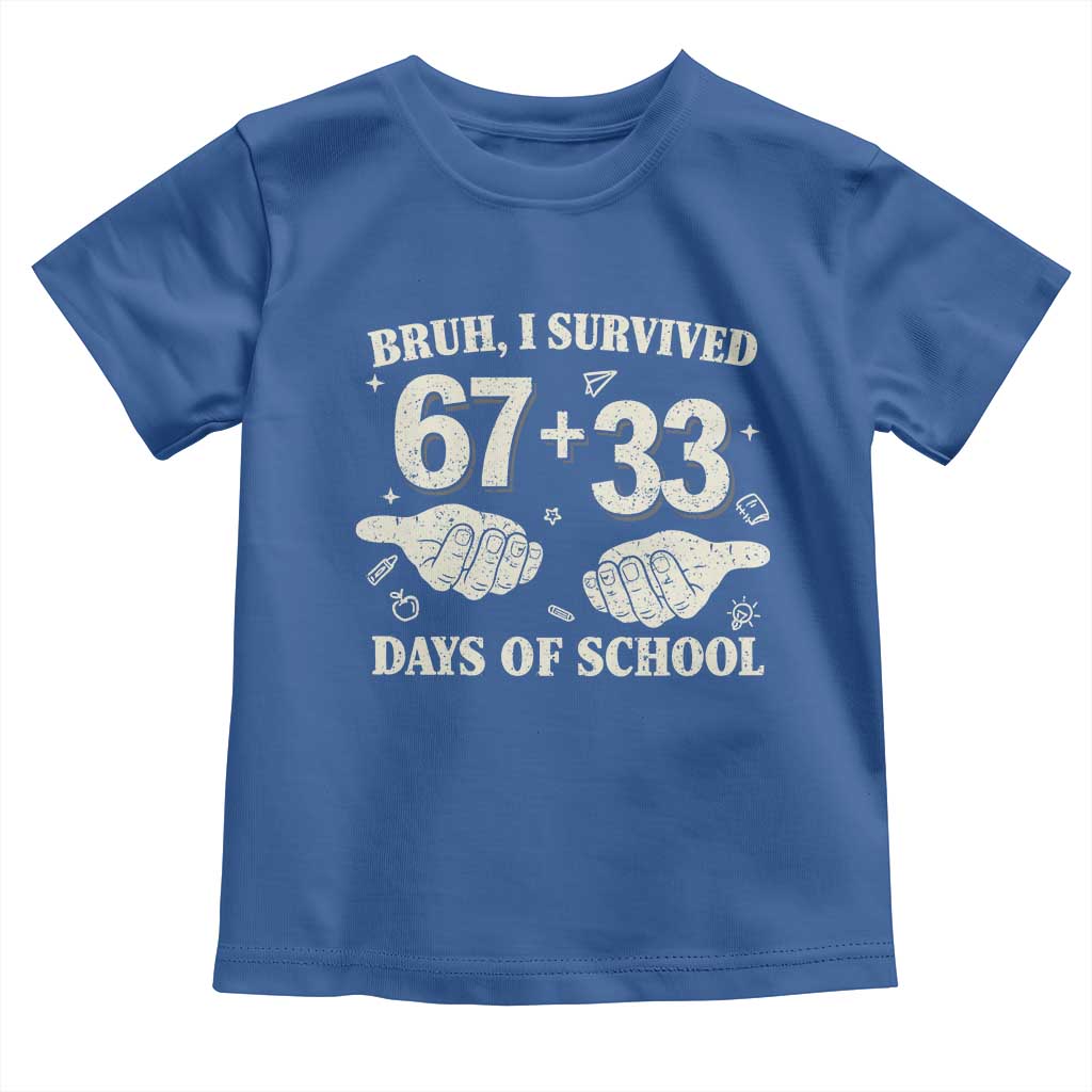 Bruh I Survived 100 Days of School Toddler T Shirt 67 33 Six Seven Hands Meme Funny Gen Alpha