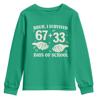 Bruh I Survived 100 Days of School Youth Sweatshirt 67 33 Six Seven Hands Meme Funny Gen Alpha