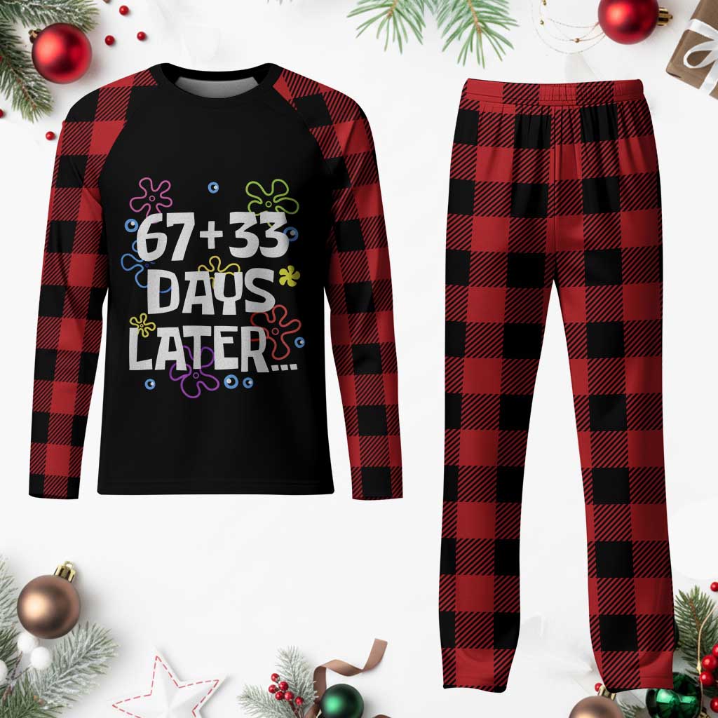 67 33 One Hundred Days Later Plaid Pajama Set Funny 100th Day of School Flowers