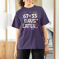 67 33 One Hundred Days Later T Shirt For Women Funny 100th Day of School Flowers