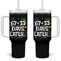 67 33 One Hundred Days Later Tumbler With Handle Funny 100th Day of School Flowers