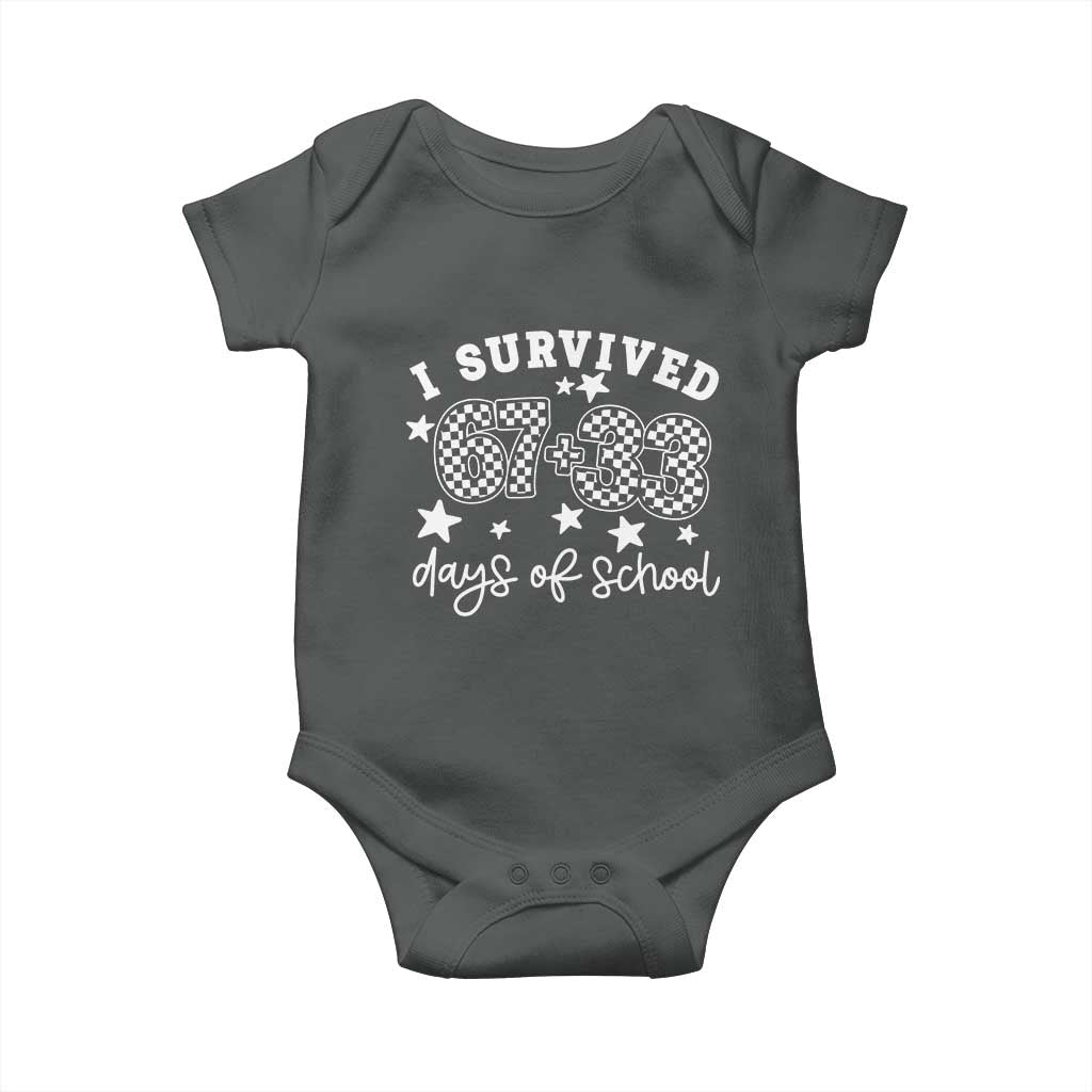 I Survived 67 33 100 Days of School Baby Onesie Funny 100th Day of School One Hundred Days