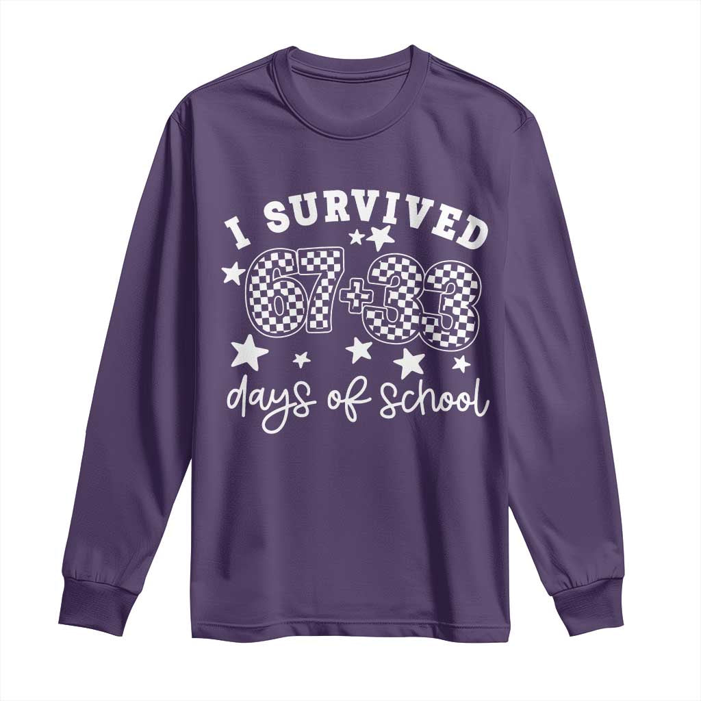 I Survived 67 33 100 Days of School Long Sleeve Shirt Funny 100th Day of School One Hundred Days