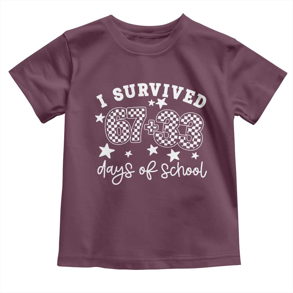 I Survived 67 33 100 Days of School Toddler T Shirt Funny 100th Day of School One Hundred Days