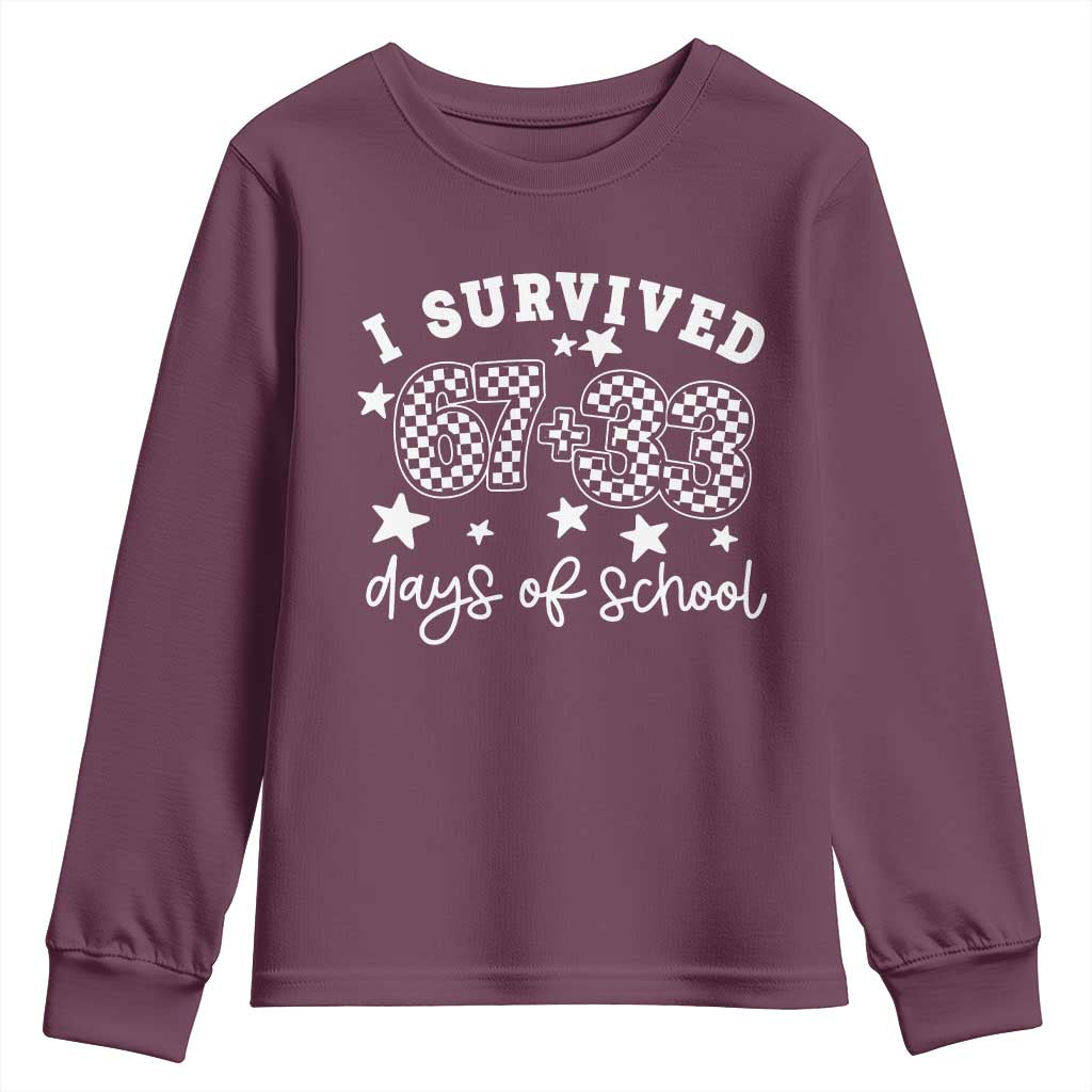 I Survived 67 33 100 Days of School Youth Sweatshirt Funny 100th Day of School One Hundred Days