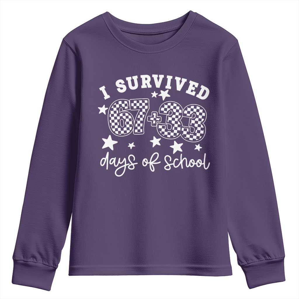 I Survived 67 33 100 Days of School Youth Sweatshirt Funny 100th Day of School One Hundred Days