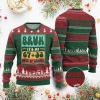 Bruh I Survived 67 33 Days of School Ugly Christmas Sweater Retro 100th Day of School Boys Teachers Pupils