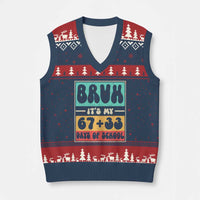 Bruh I Survived 67 33 Days of School V-Neck Knit Sweater Vest Retro 100th Day of School Boys Teachers Pupils