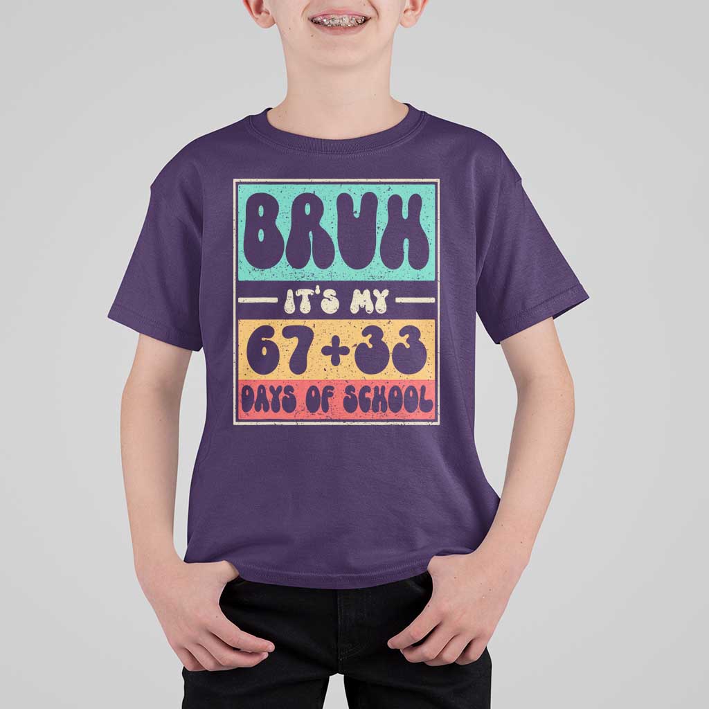 Bruh I Survived 67 33 Days of School T Shirt For Kid Retro 100th Day of School Boys Teachers Pupils