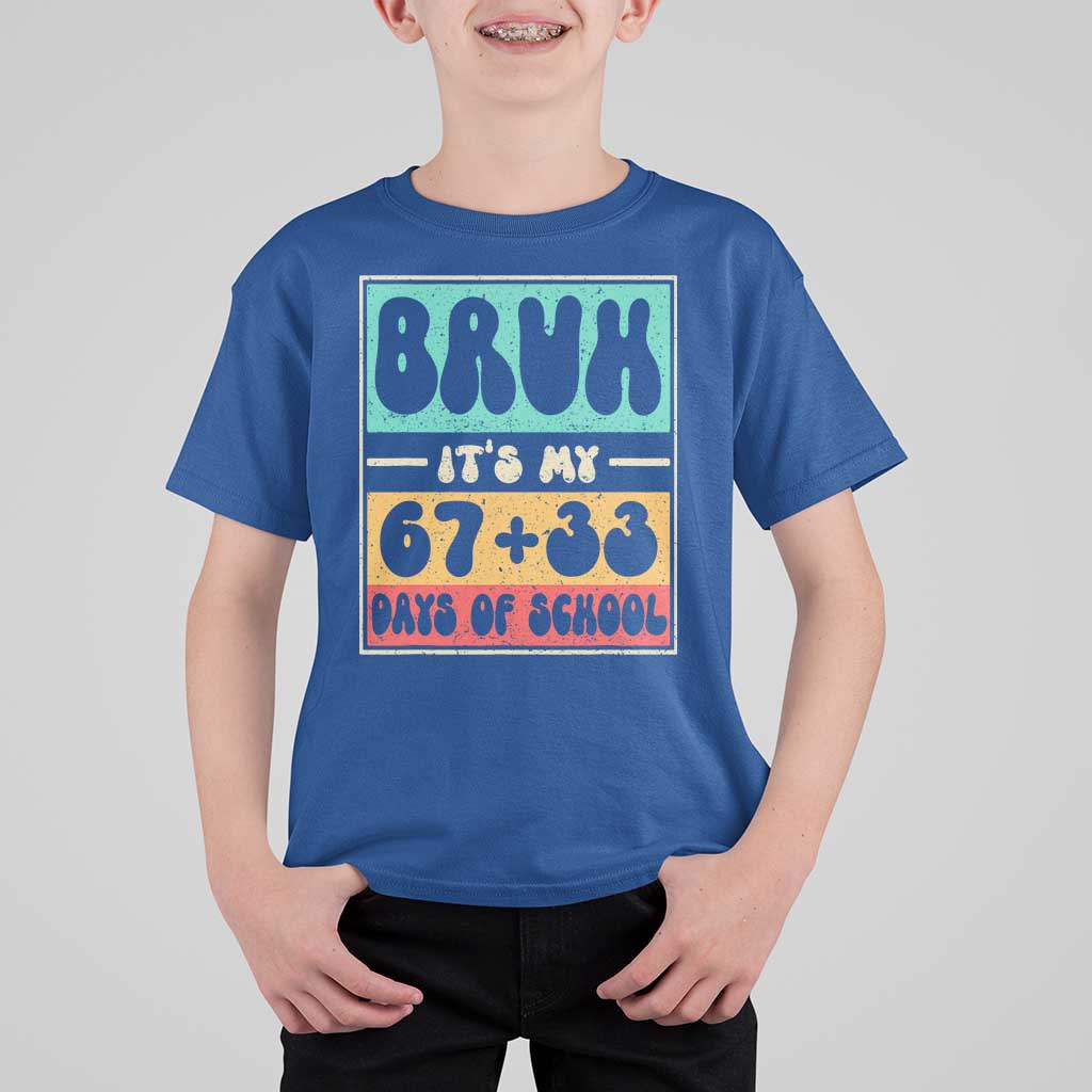 Bruh I Survived 67 33 Days of School T Shirt For Kid Retro 100th Day of School Boys Teachers Pupils