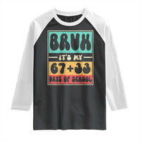 Bruh I Survived 67 33 Days of School Raglan Shirt Retro 100th Day of School Boys Teachers Pupils