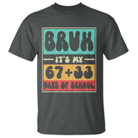 Bruh I Survived 67 33 Days of School T Shirt Retro 100th Day of School Boys Teachers Pupils