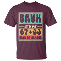 Bruh I Survived 67 33 Days of School T Shirt Retro 100th Day of School Boys Teachers Pupils