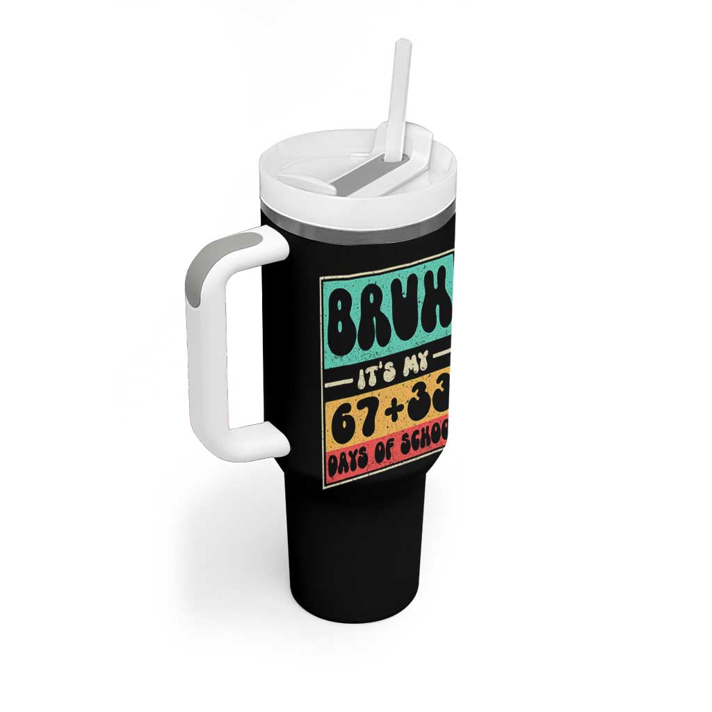 Bruh I Survived 67 33 Days of School Tumbler With Handle Retro 100th Day of School Boys Teachers Pupils