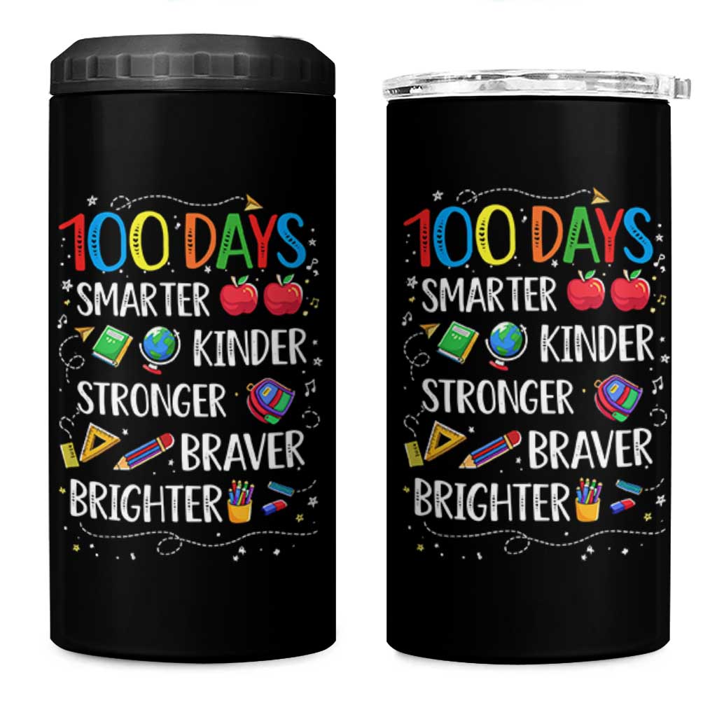 Happy 100 Days of School 4 in 1 Can Cooler Tumbler 100th Day Kids Boys Girls Teachers Pupils
