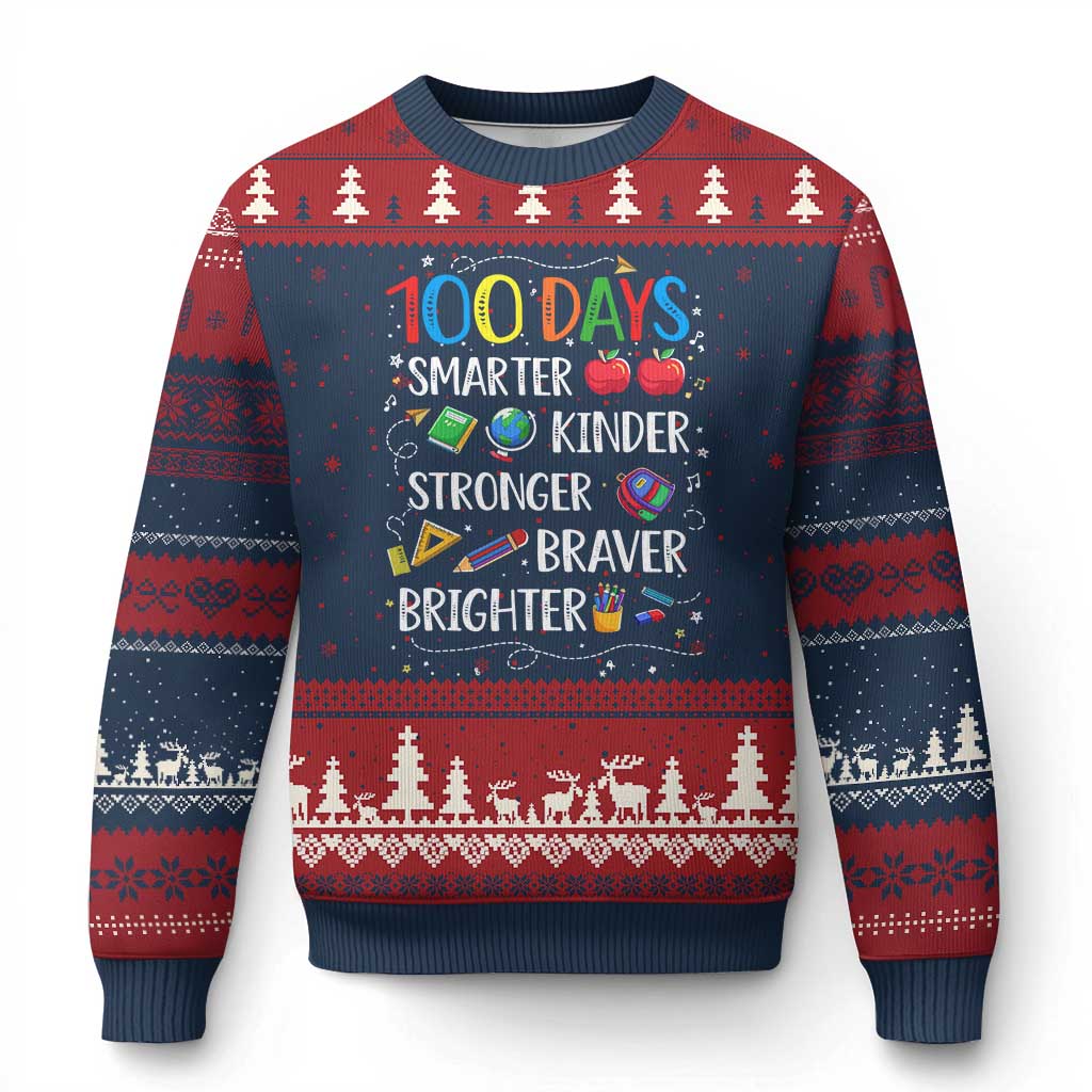 Happy 100 Days of School Ugly Christmas Sweater 100th Day Kids Boys Girls Teachers Pupils