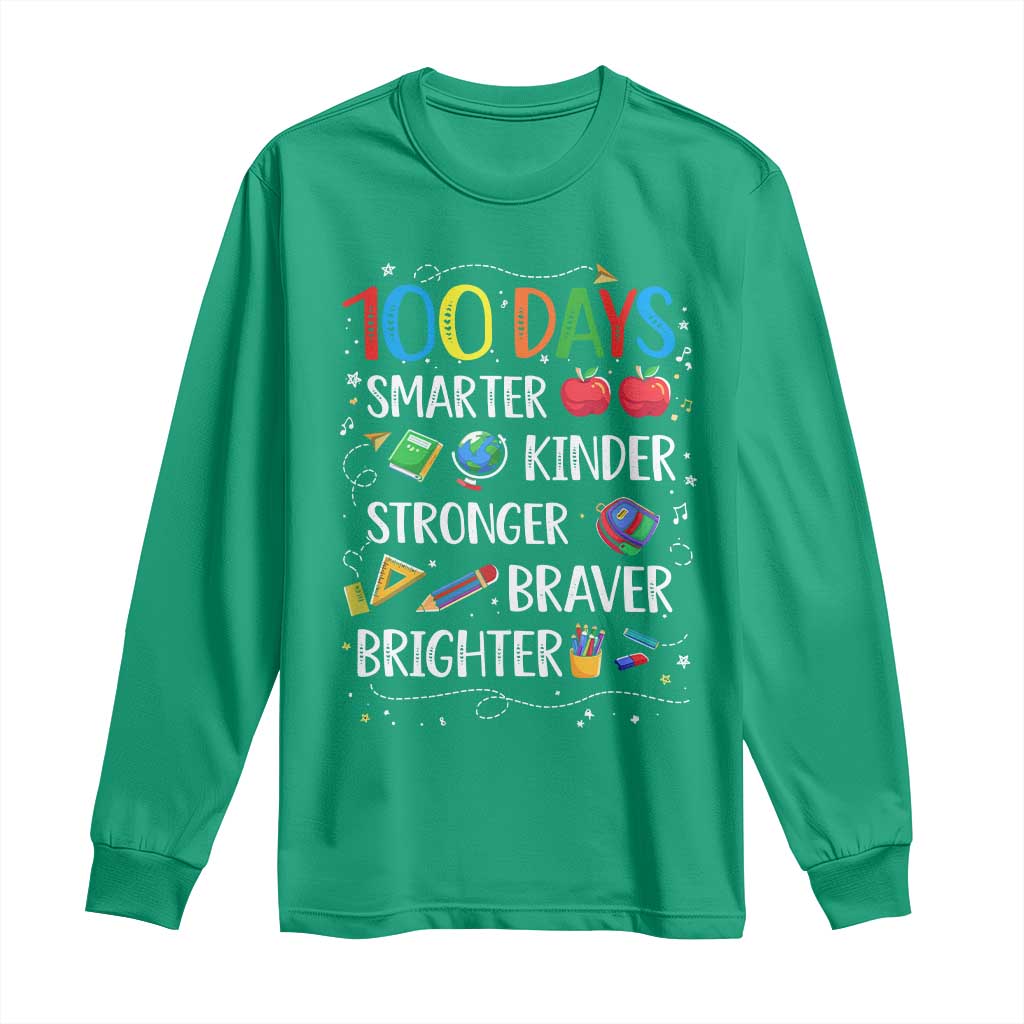 Happy 100 Days of School Long Sleeve Shirt 100th Day Kids Boys Girls Teachers Pupils