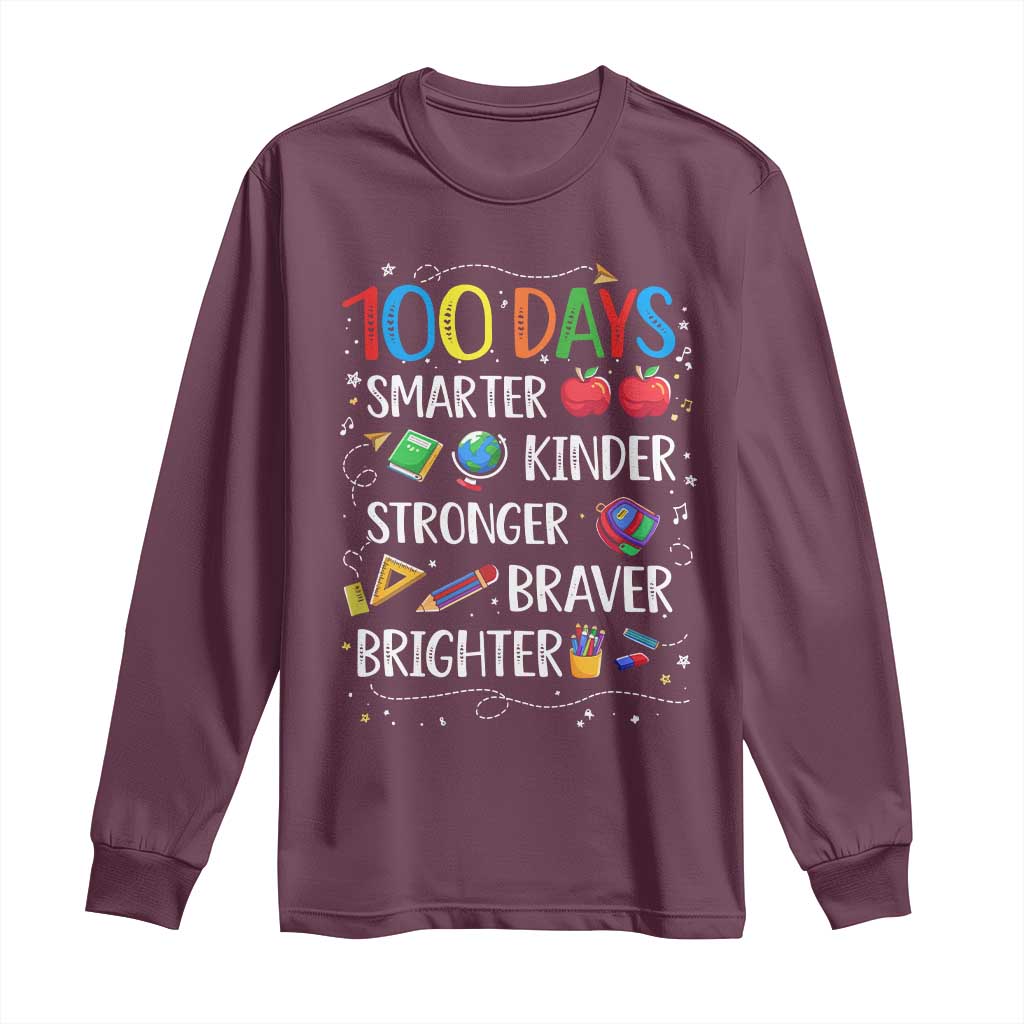 Happy 100 Days of School Long Sleeve Shirt 100th Day Kids Boys Girls Teachers Pupils