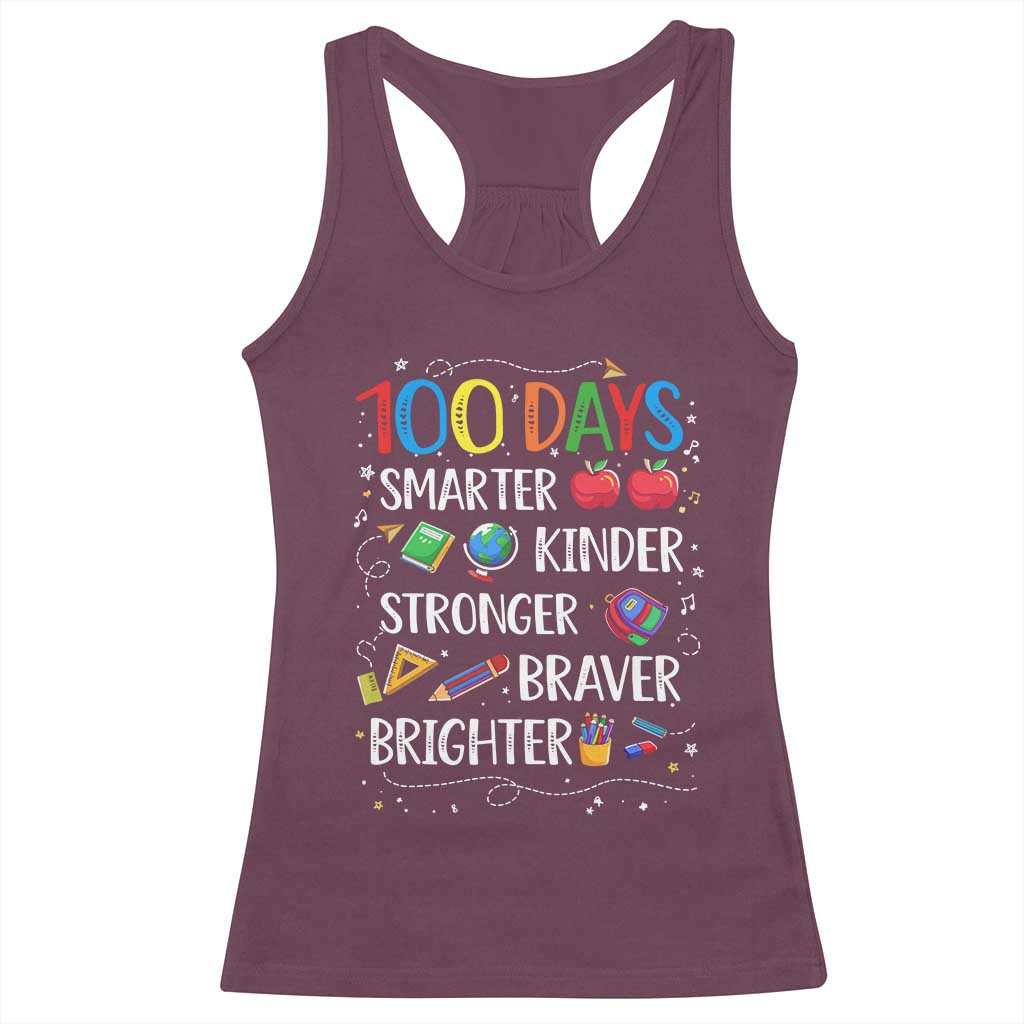 Happy 100 Days of School Racerback Tank Top 100th Day Kids Boys Girls Teachers Pupils