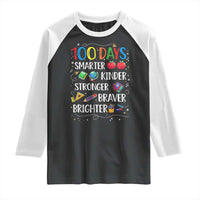 Happy 100 Days of School Raglan Shirt 100th Day Kids Boys Girls Teachers Pupils