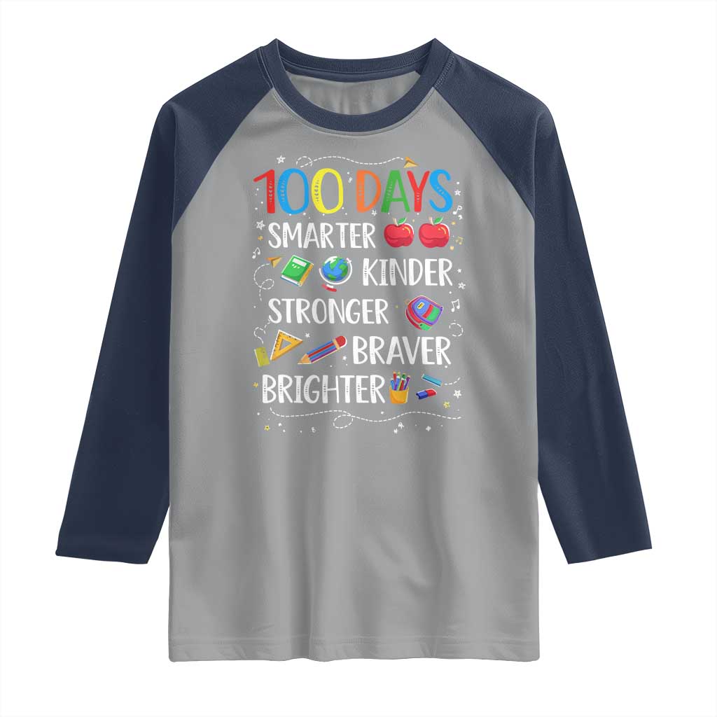 Happy 100 Days of School Raglan Shirt 100th Day Kids Boys Girls Teachers Pupils