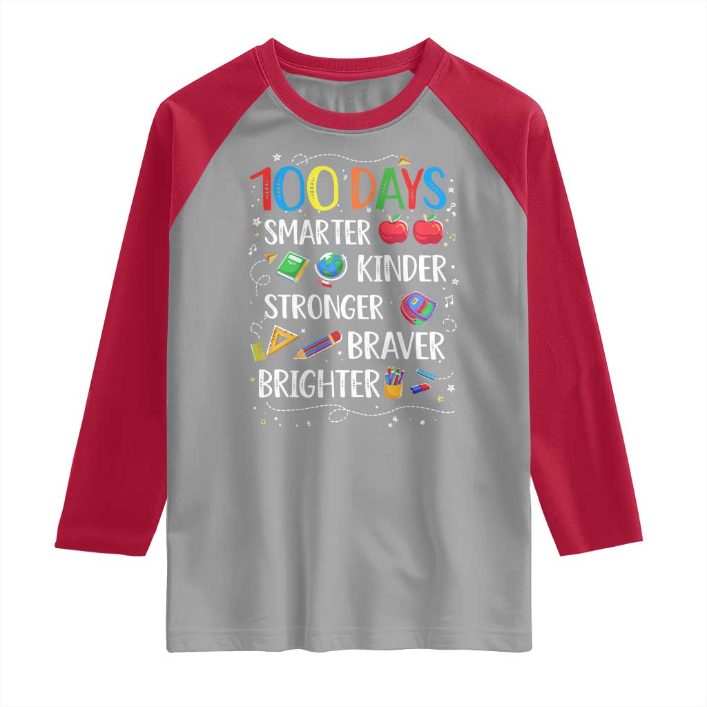 Happy 100 Days of School Raglan Shirt 100th Day Kids Boys Girls Teachers Pupils