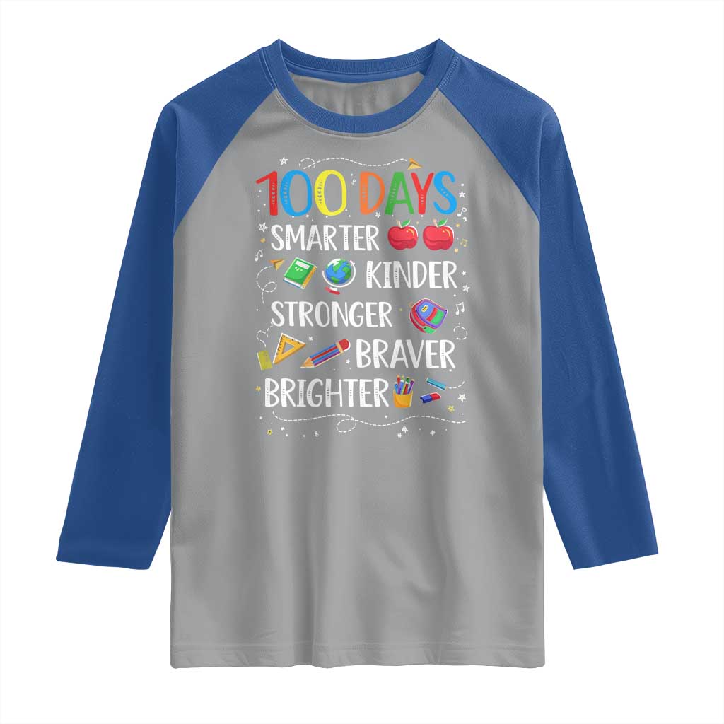 Happy 100 Days of School Raglan Shirt 100th Day Kids Boys Girls Teachers Pupils
