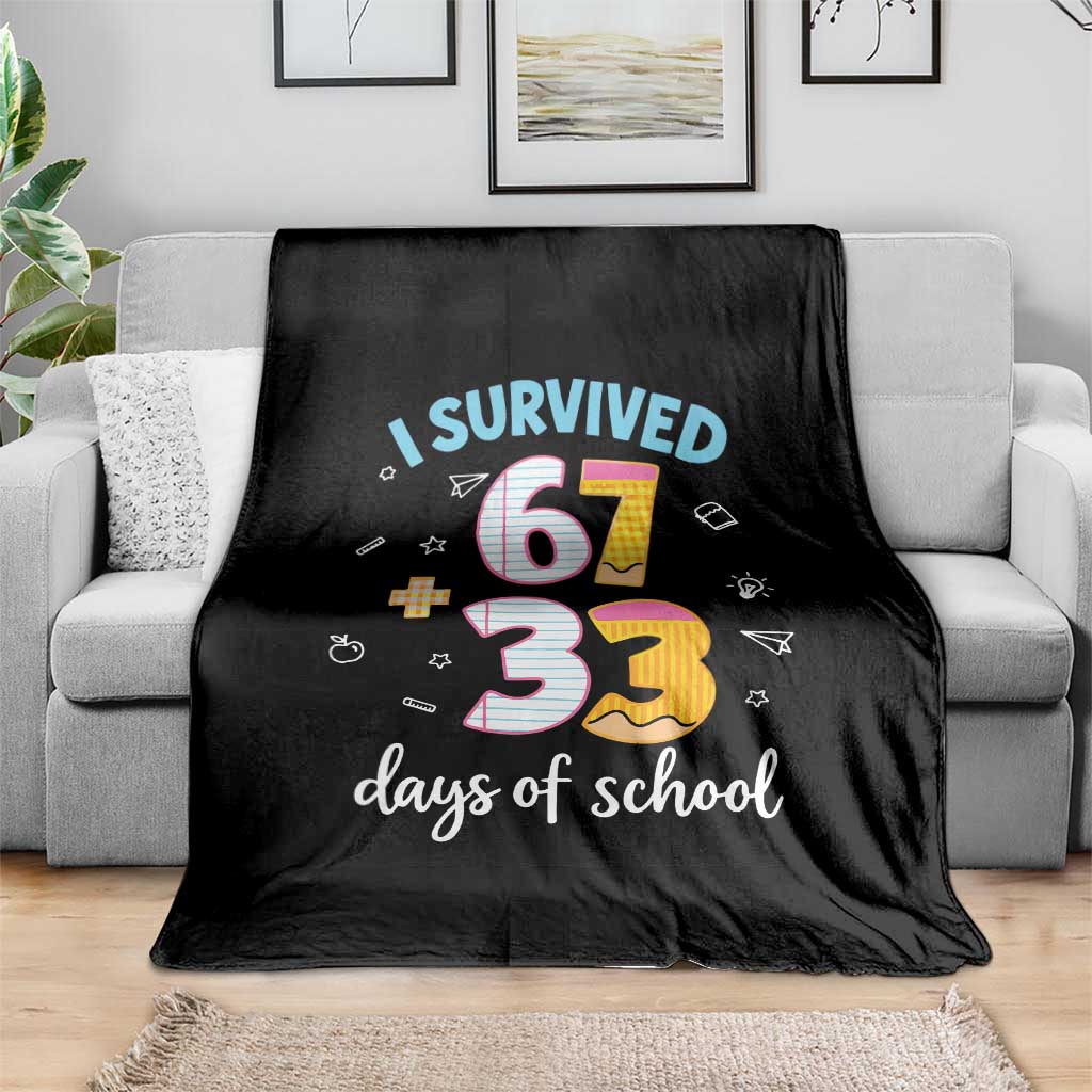 100 Days Of School 67 Funny Six Seven Meme Throw Blanket