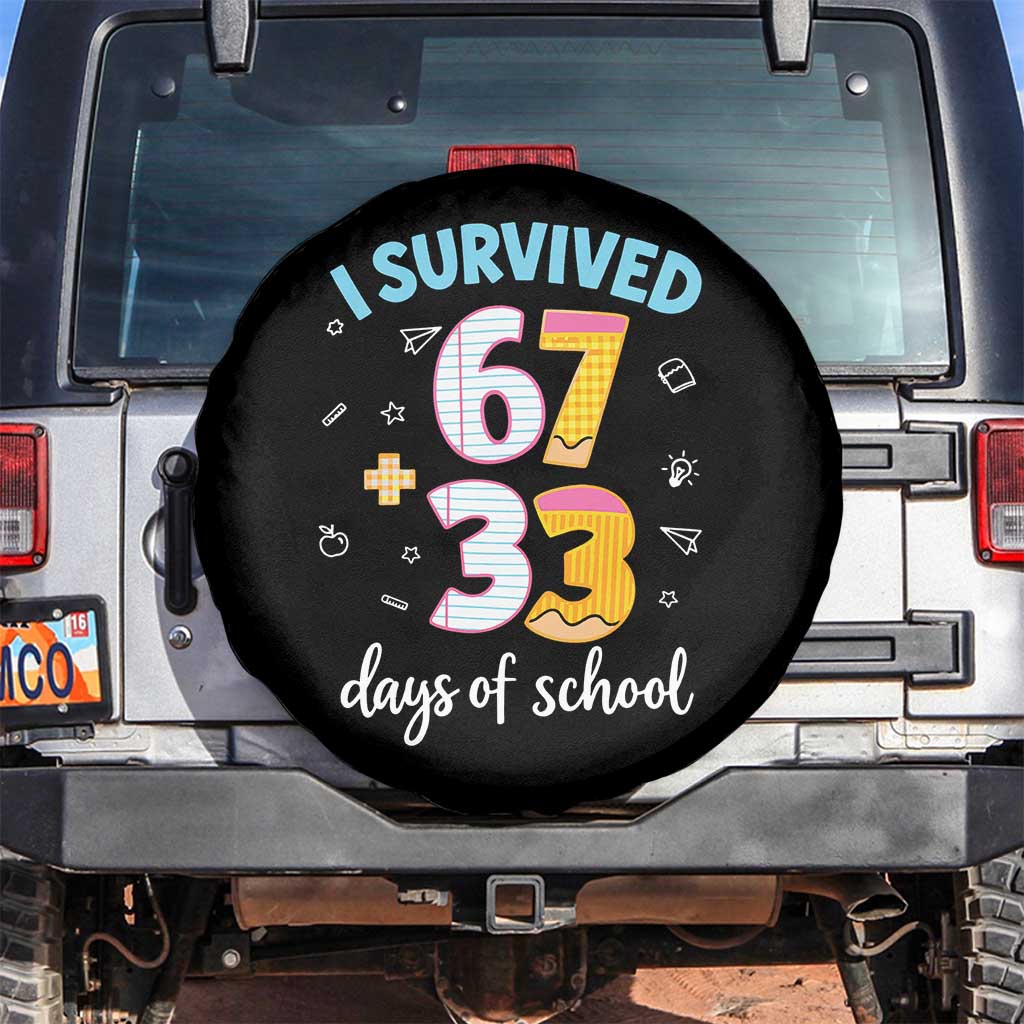 100 Days Of School 67 Funny Six Seven Meme Spare Tire Cover