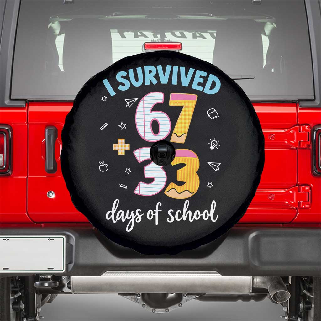 100 Days Of School 67 Funny Six Seven Meme Spare Tire Cover