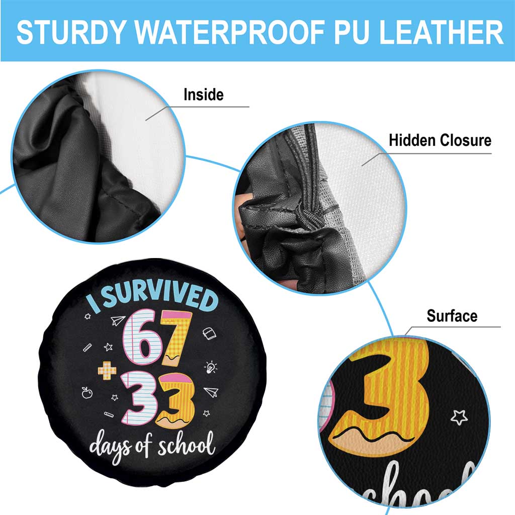 100 Days Of School 67 Funny Six Seven Meme Spare Tire Cover