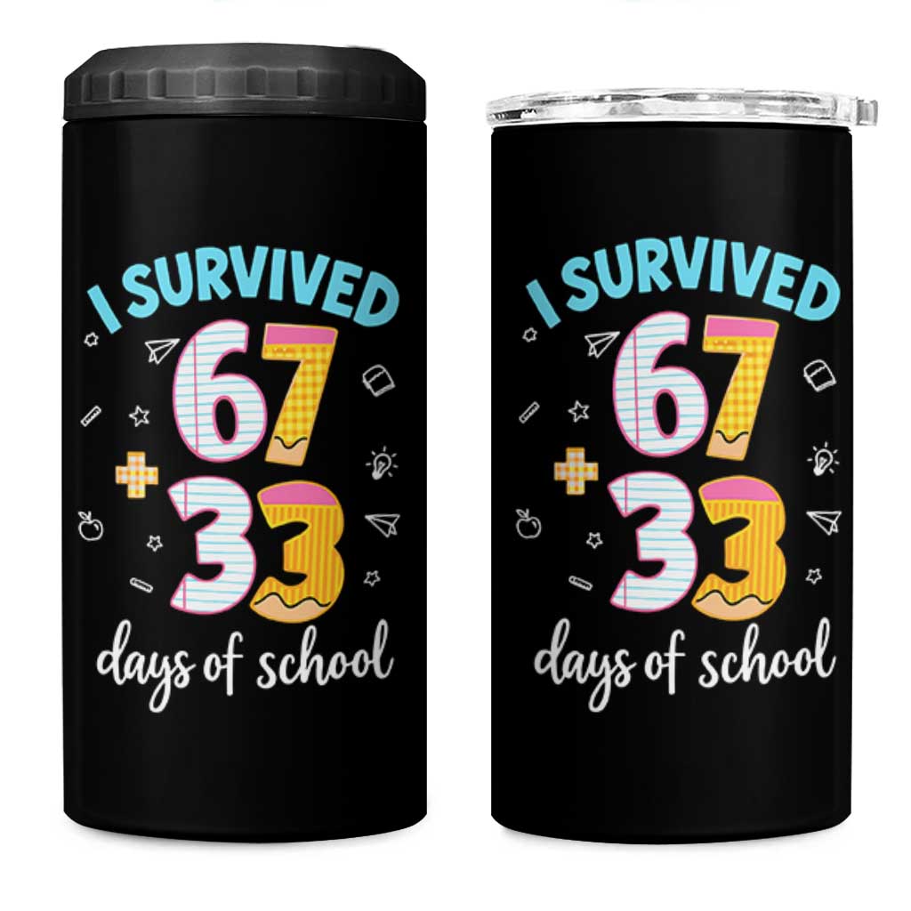 100 Days Of School 67 Funny Six Seven Meme 4 in 1 Can Cooler Tumbler