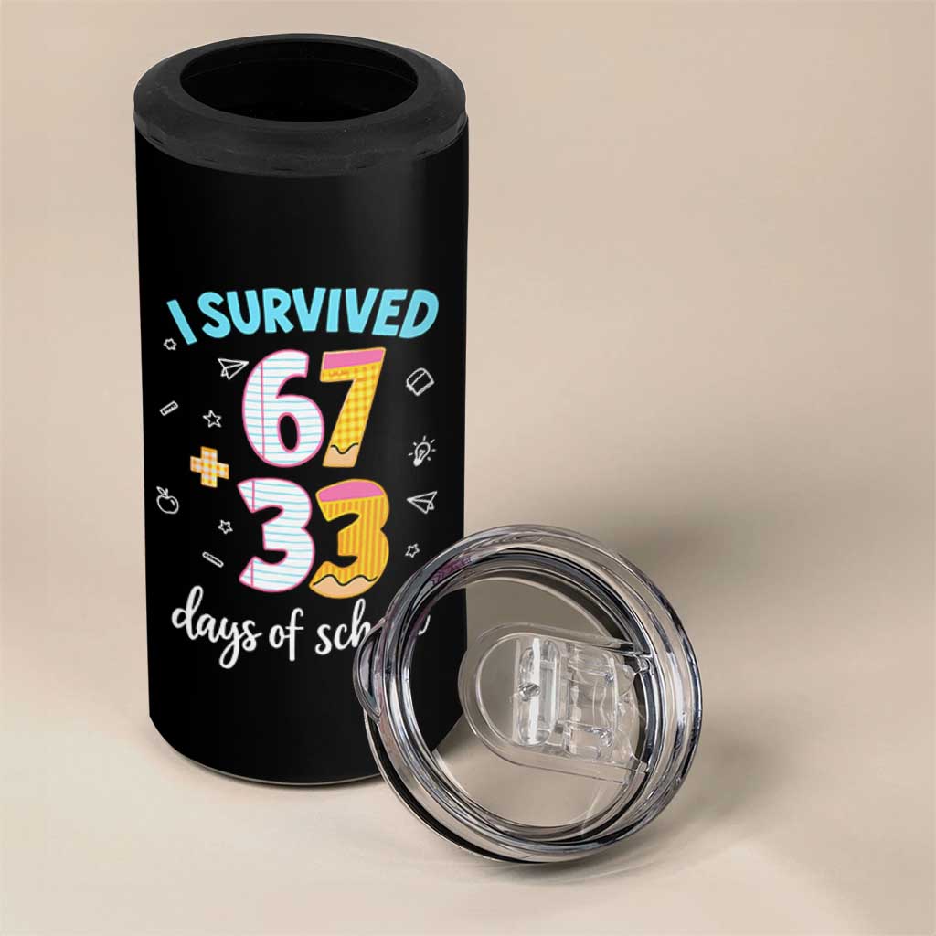 100 Days Of School 67 Funny Six Seven Meme 4 in 1 Can Cooler Tumbler