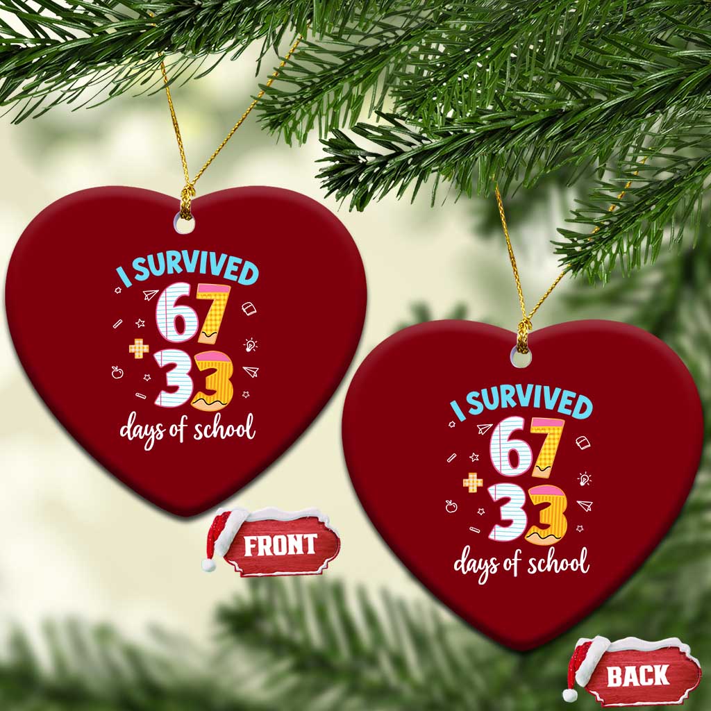 100 Days Of School 67 Funny Six Seven Meme Ceramic Ornament