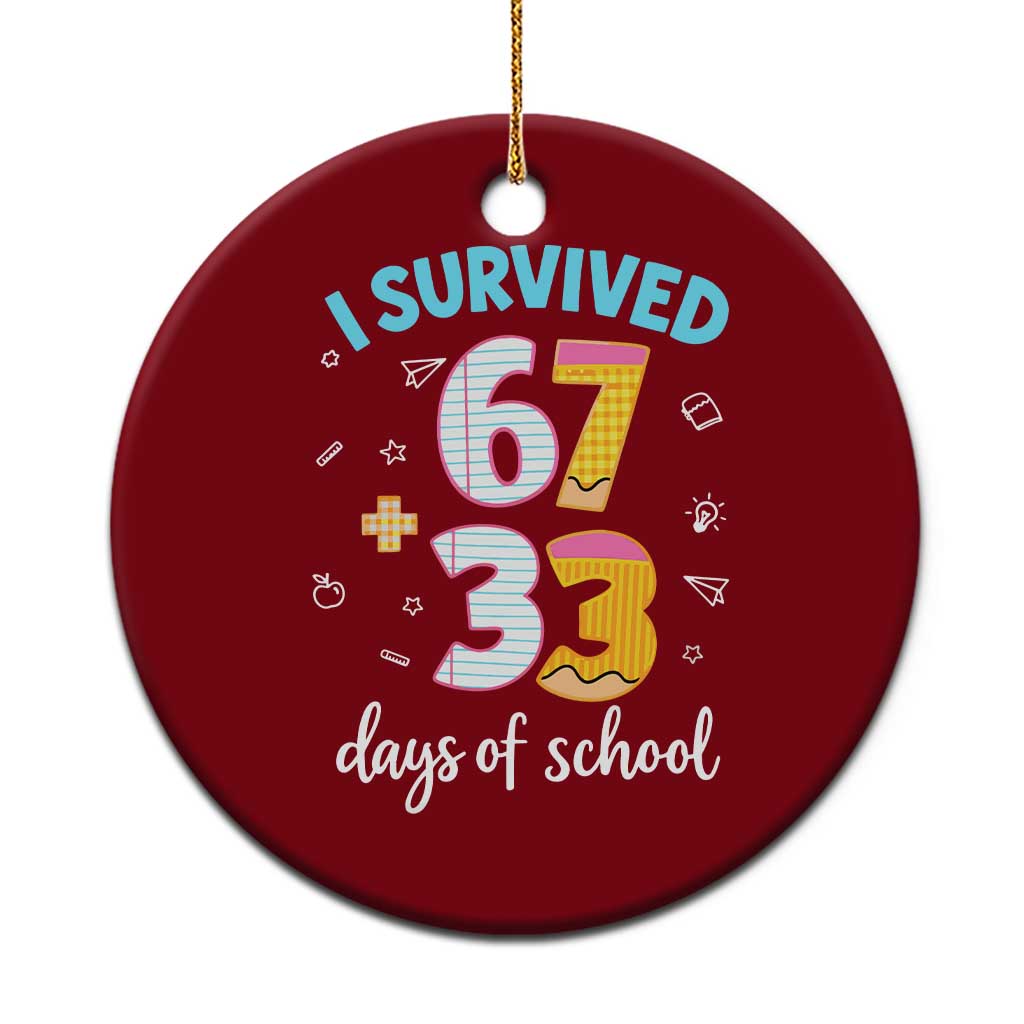 100 Days Of School 67 Funny Six Seven Meme Ceramic Ornament
