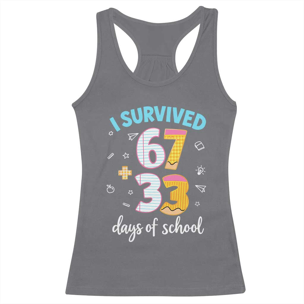 100 Days Of School 67 Funny Six Seven Meme Racerback Tank Top