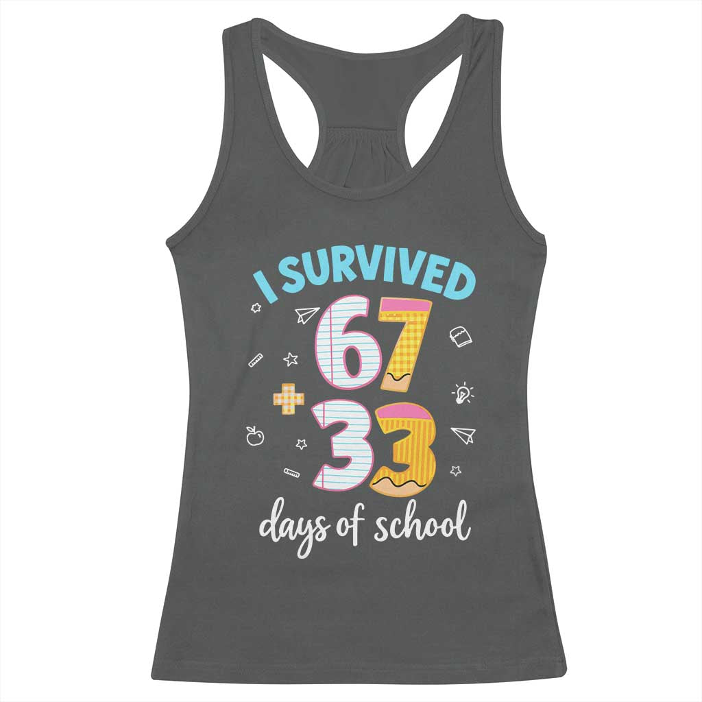 100 Days Of School 67 Funny Six Seven Meme Racerback Tank Top